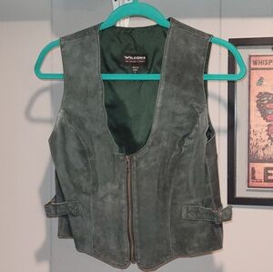 Vintage Wilsons Leather Hunter Green Suede Zip Vest